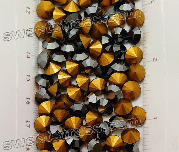 Austria Pointed Back Rhinestones Jet Hematite SS39