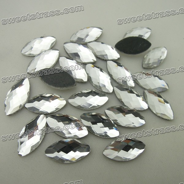 Crystal Faceted Oval Shaped Hotfix Rhinestone Flats