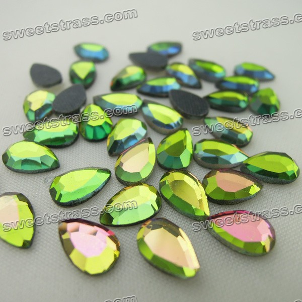 Rainbow Tear Drop Shape HotFix Flat Back Rhinestone