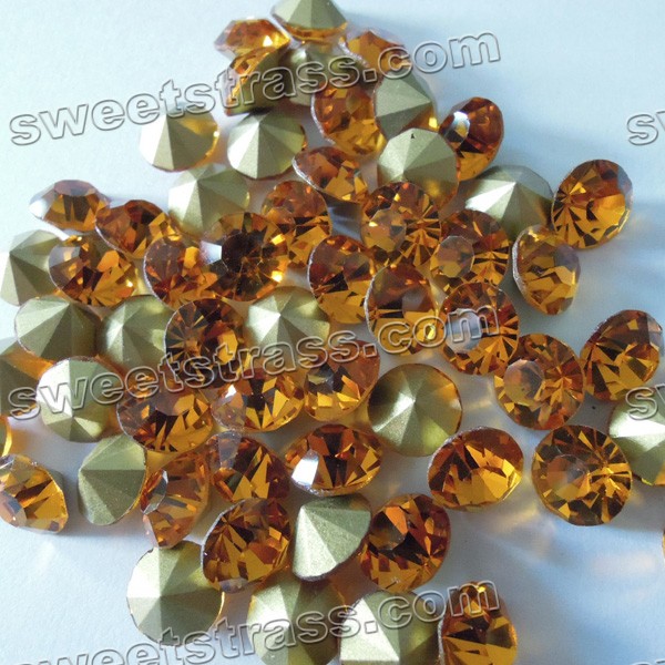 China Pointed Back Crystal Chatons Wholesale Topaz