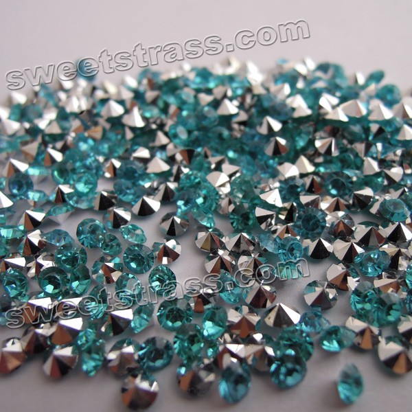 Epoxy Chaton Rhinestone Stones Blue Zircon