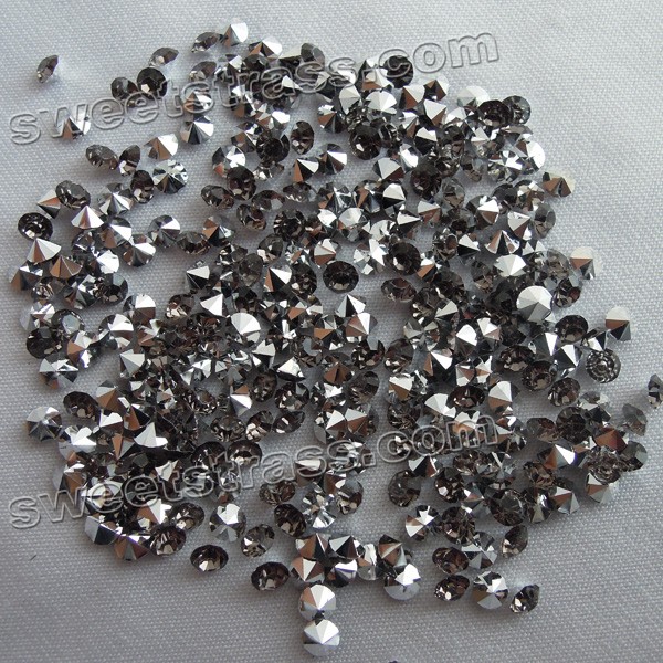 Epoxy Chaton Rhinestones Pointed Back Jet Black