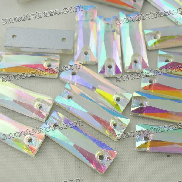 Wholesale Flatback Sew On Rhinestones For Dresses-Rectangle Crystals AB