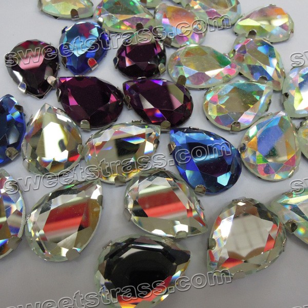 Sew On Glass Rhinestones With Settings Tear Drop