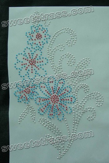 Wholesale Iron On Rhinestone Transfers Designs - Flower Motif