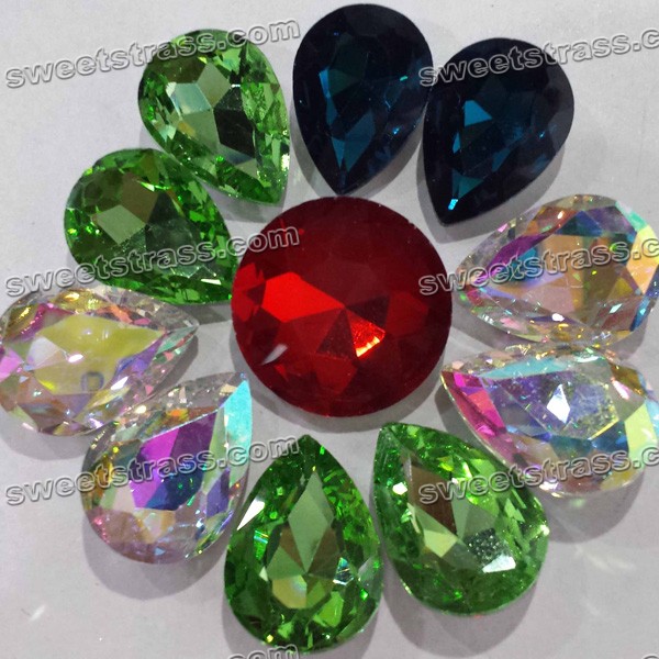 Fancy Stones Pointed Back Rhinestones - Colorful Tear Drop