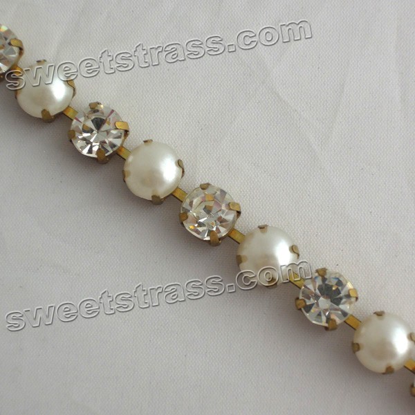 Pearl Rhinestone Strass Cup Chains