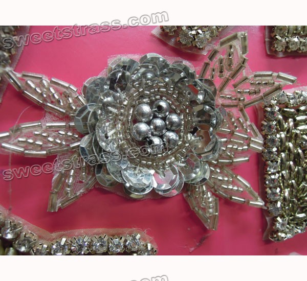 Iron On Rhinestone Crystal Flower Applique