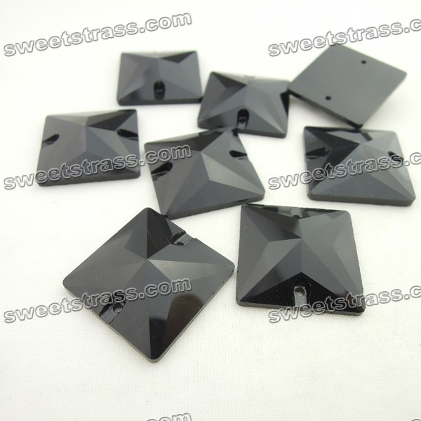 Flat Back Sew On Glass Rhinestone Jewels Wholesale-Square Black