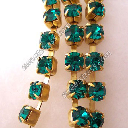 Emerald Crystal Rhinestone Cup Chain By The Yard Wholesale