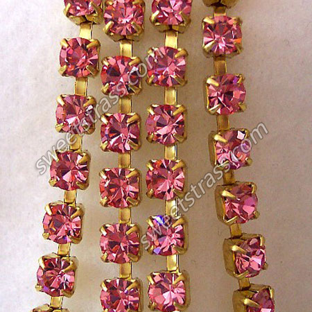 Light Rose Crystal Rhinestone Chaton Chain Wholesale