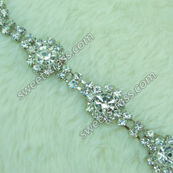 Wholesale Clear Crystal Rhinestone Cup Chain Trim For Dress