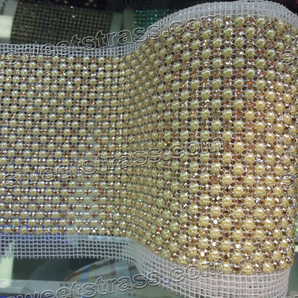 24 Rows Metal Set Crystal Rhinestone Ribbon Mesh Wholesale