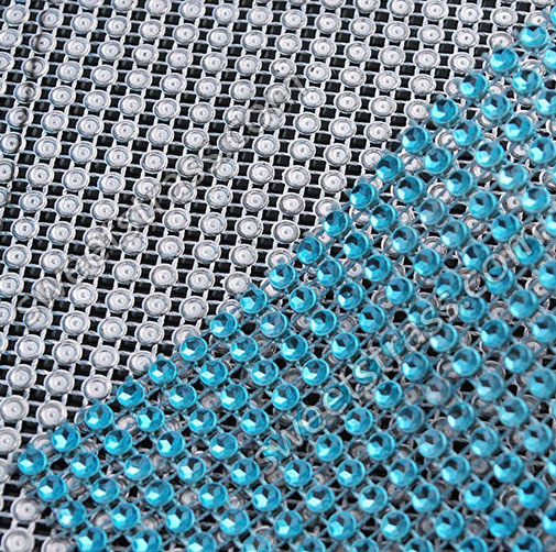 Wholesale Blue Plastic Crystal Rhinestone Mesh Banding Trim