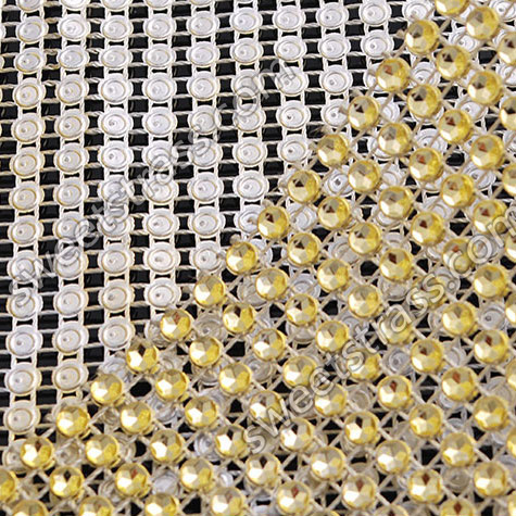 Wholesale Yellow Plastic Rhinestone Diamond Mesh Ribbon Trim