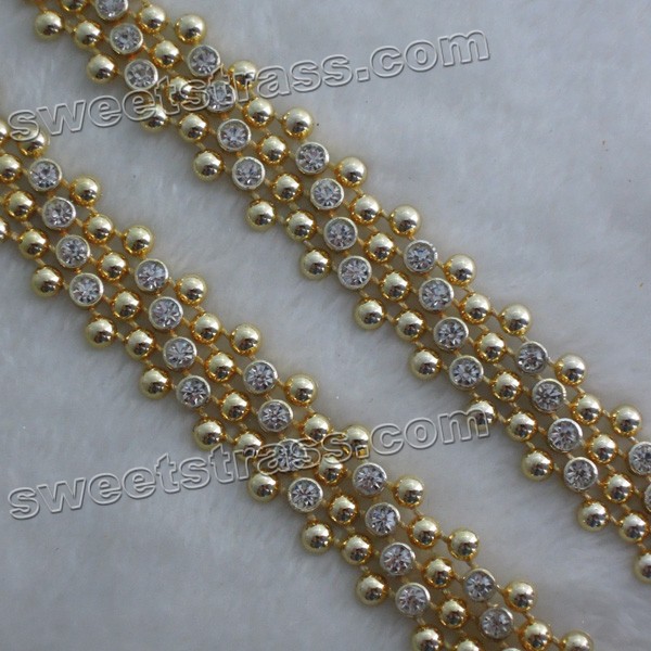 Wholesale Plastic Ribbon Gold Crystal Rhinestone Banding