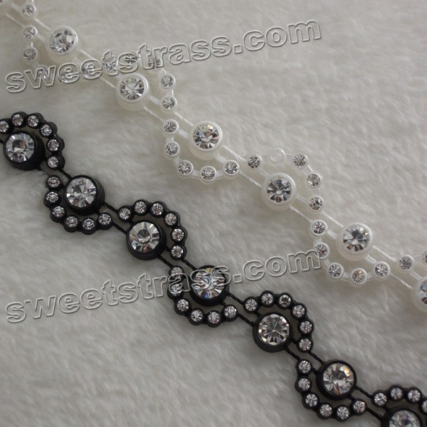 Wholesale Plastic Black Rhinestone Ribbon Trim For Shoes