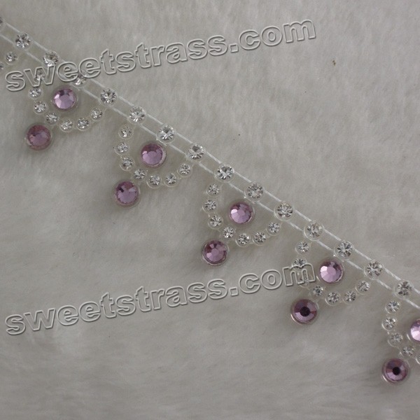 Plastic Purple Rhinestone Trim Ribbon Jewelry Wholesale