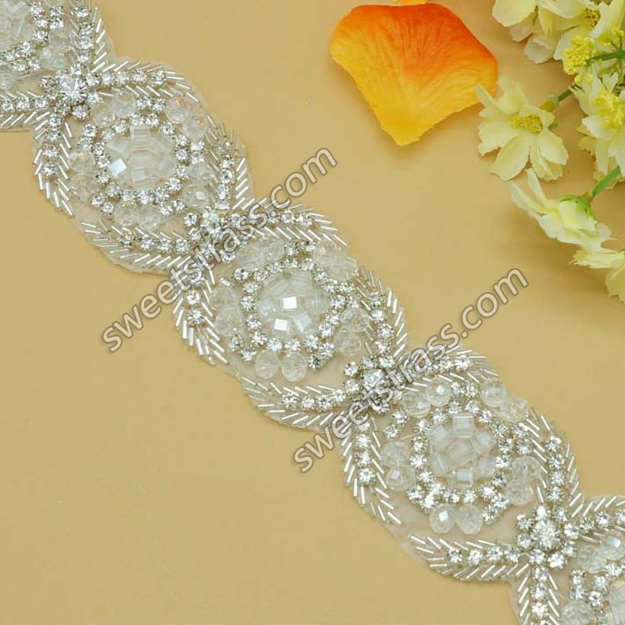 2015 Bridal Crystal Rhinestone Appliques Trim By The Yard