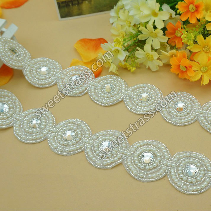 2015 Bridal Pearl Beaded Rhinestone Appliques Jewelry For Dress