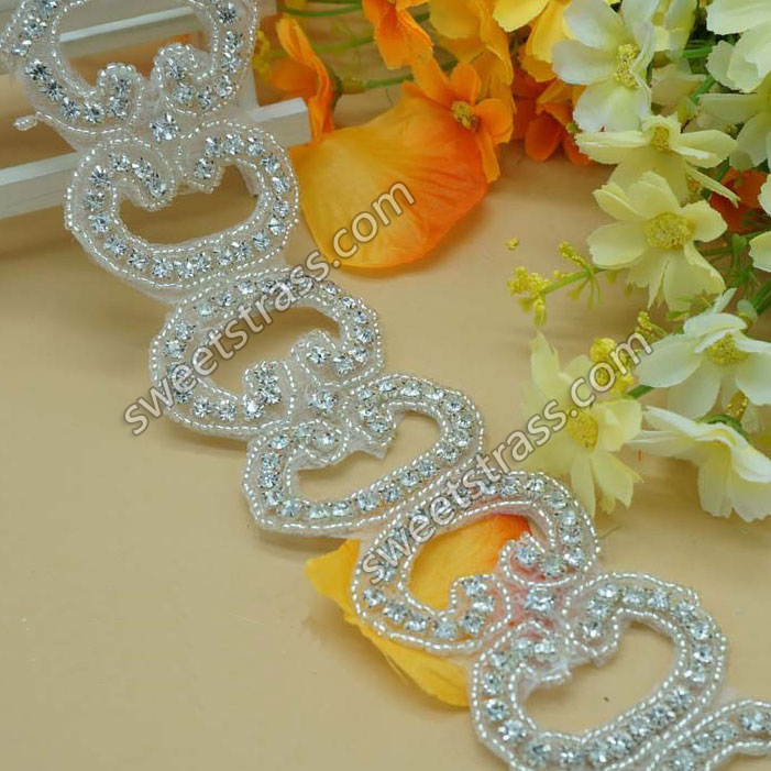 2015 Custom Rhinestone Belt Applique Trimming For Wedding Dress