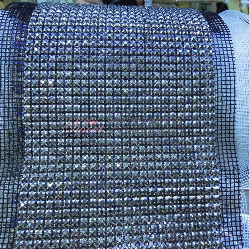 Gray Hematite Diamond Rhinestone Mesh Ribbon Manufacturers In China