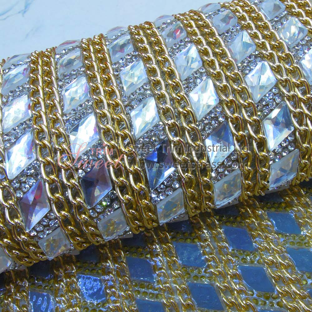 Adhesive And Hot Fix Chain Glass Diamonds Stone Sheet Wholesale