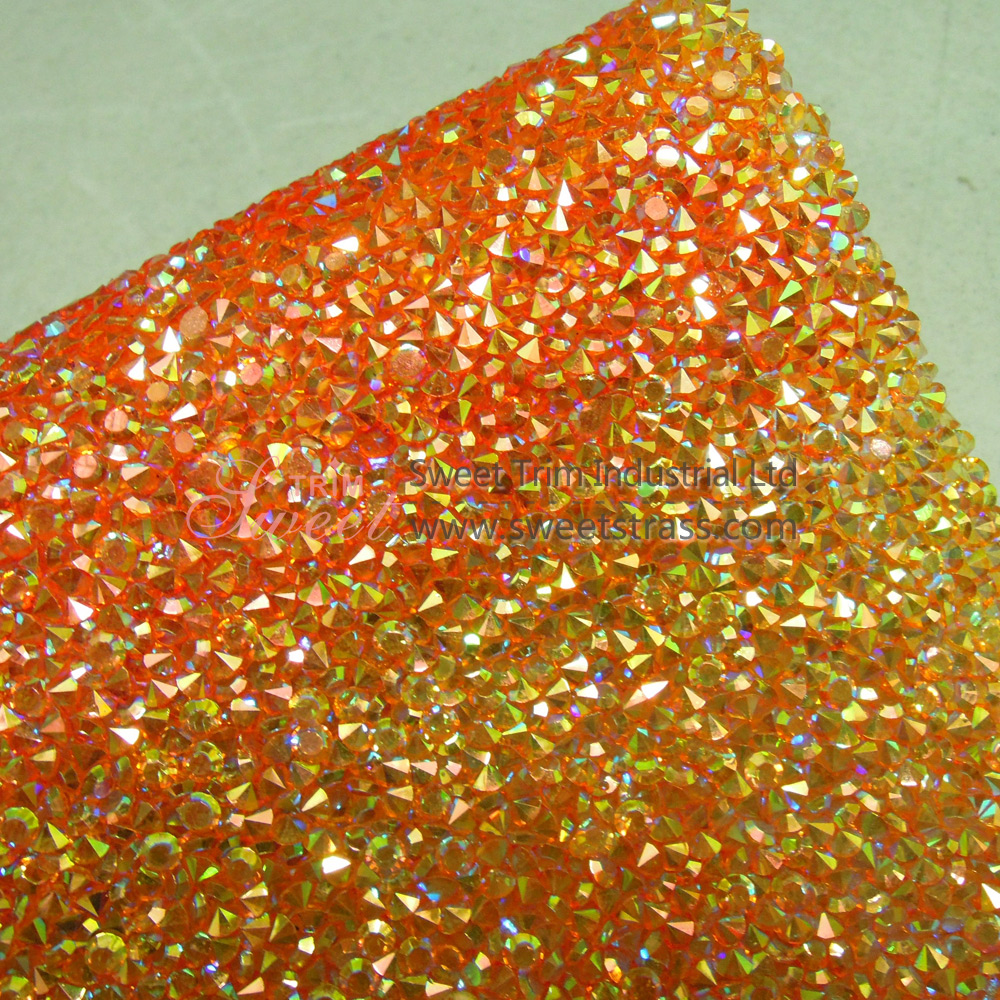 SS12 Hot Fix Or Self Adhesive Resin Rhinestone Sheet Mesh