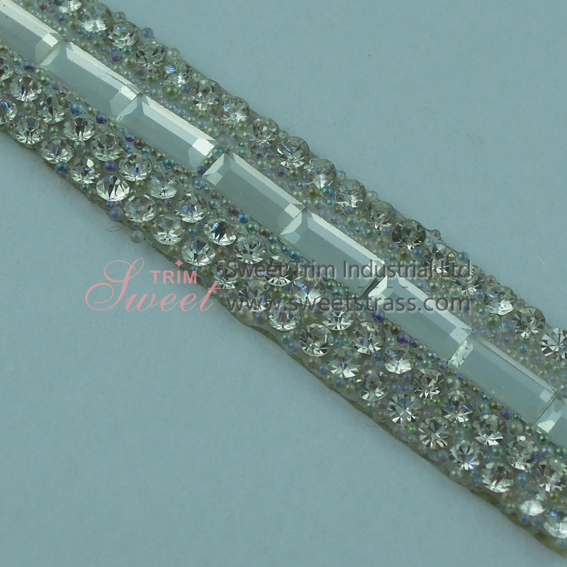 Wholesale Hot Fix Strass Rhinestone And Beaded Strip Trim