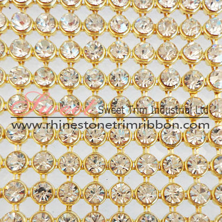 <b>Gold Hot Fix Aluminum Crystal Rhinestone Mesh Rolls Wholesale</b>