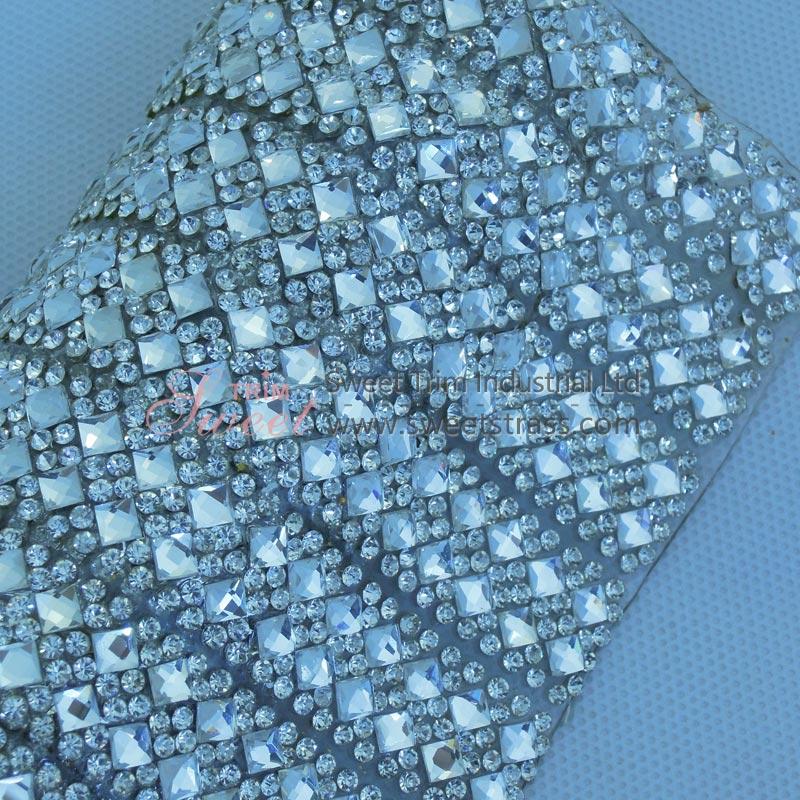 Hotfix 4mm Square Strass Crystal Sheet Mesh