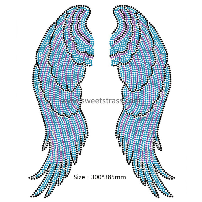 Custom Rhinestone Transfers Wing Hotfix Motif