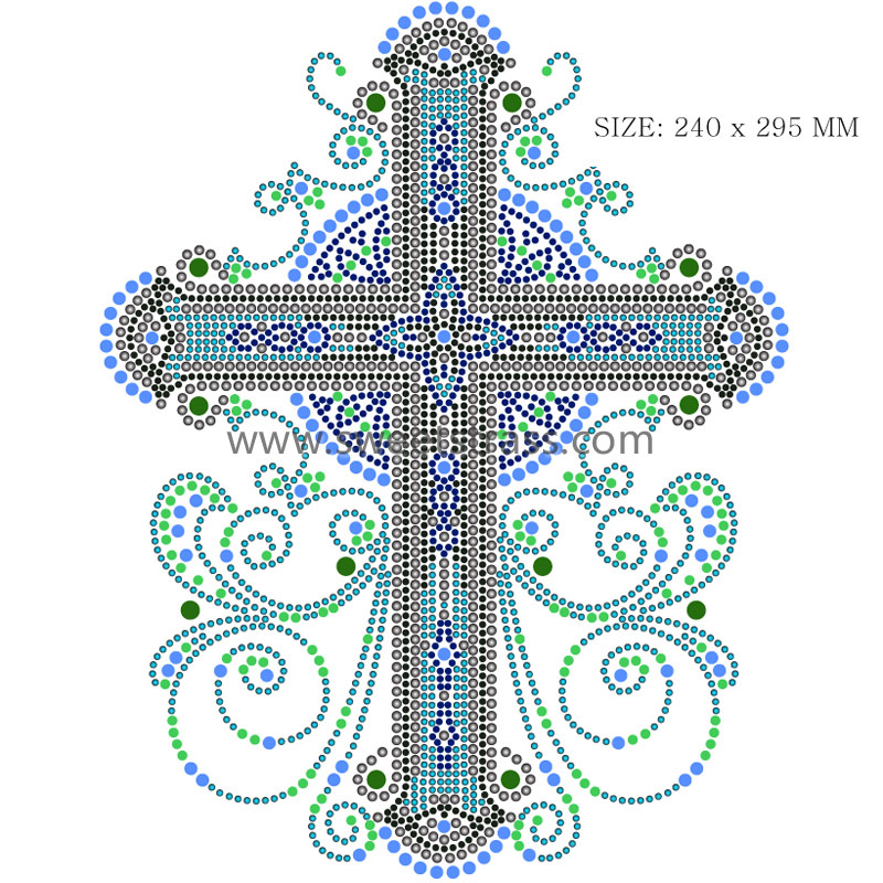 Cross Pattern Rhinestone Heat Press Transfers