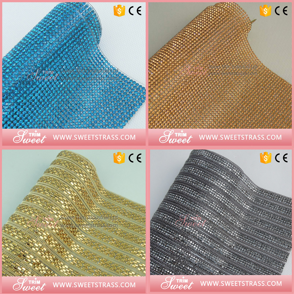 factory wholesale hotfix rhinestone Trimming Mesh for shoes bag garment