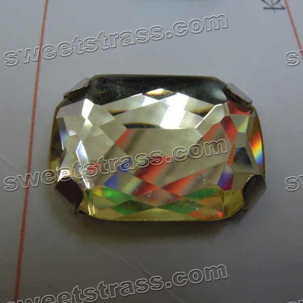 Wholesale Sew On Rectangle Faceted Glass Jewels Prong Set