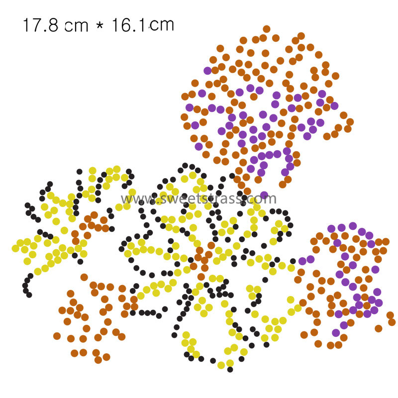 Flower Pattern Iron On Rhinestone Transfers