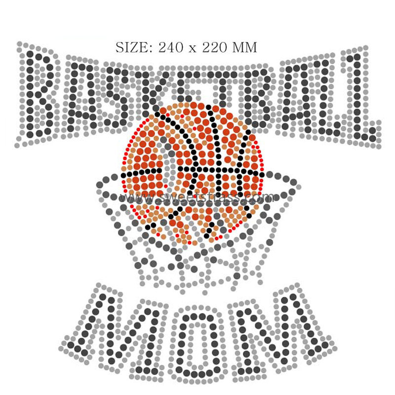 Basketball Design Pattern Rhinestone Iron Ons