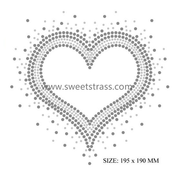 Direct supply 195X190mm heart shape stone sticker