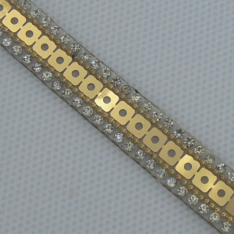 hot melt 1cm rhinestone and brass chain sequins strip wholesale