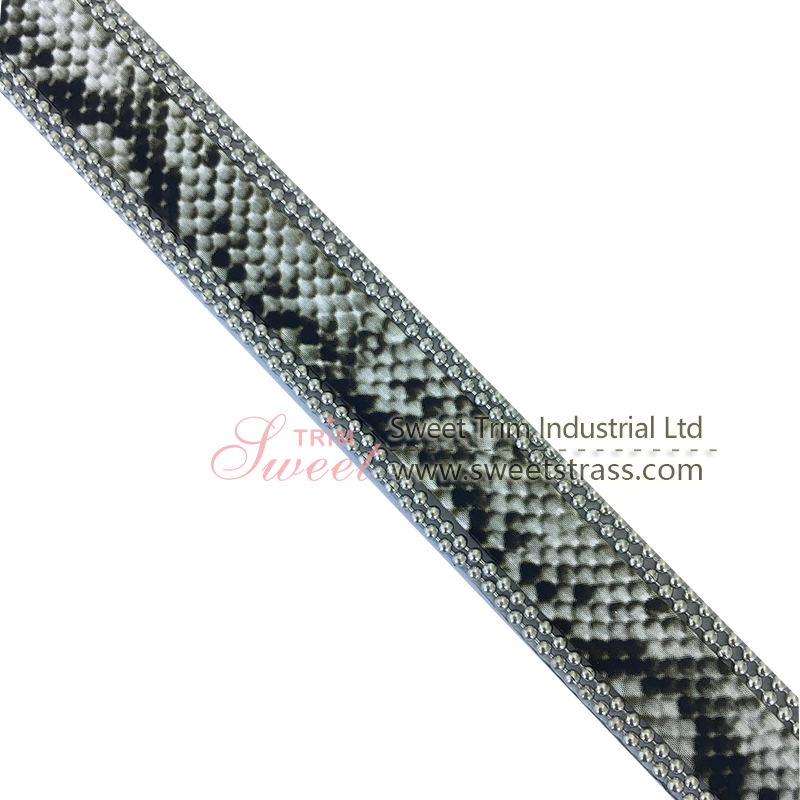 Snake skin design Iron on Crystal Strass Sheet Banding Hotfix Rhinestone Ribbon
