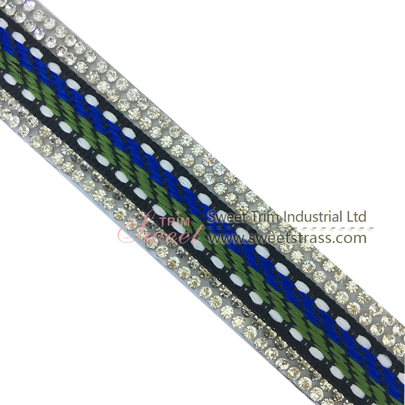 Beaded Trim Stretch Rhinestone Banding Tape with glue back