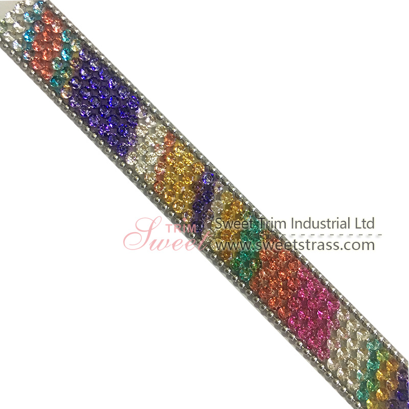new arrival design colorful hot fix trimming by yard