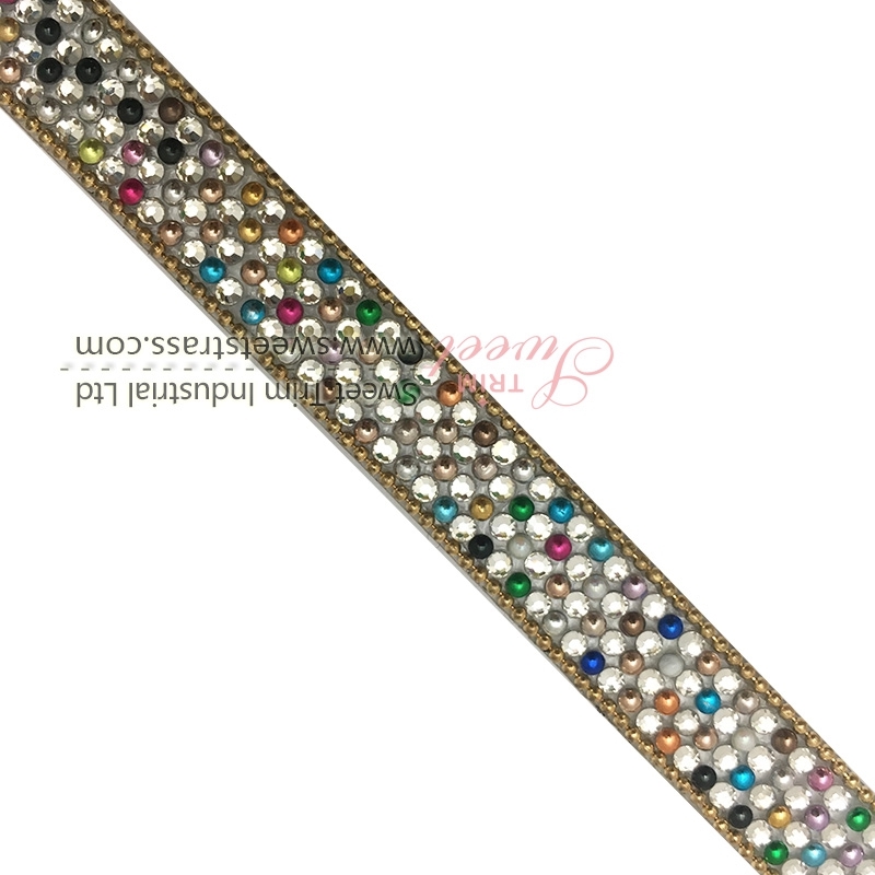 wholsale hot fix ribbon with colorful crystals