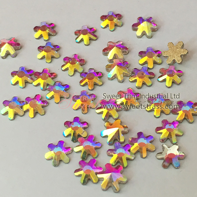 hot seller snow flake crystal beads flat back for nail