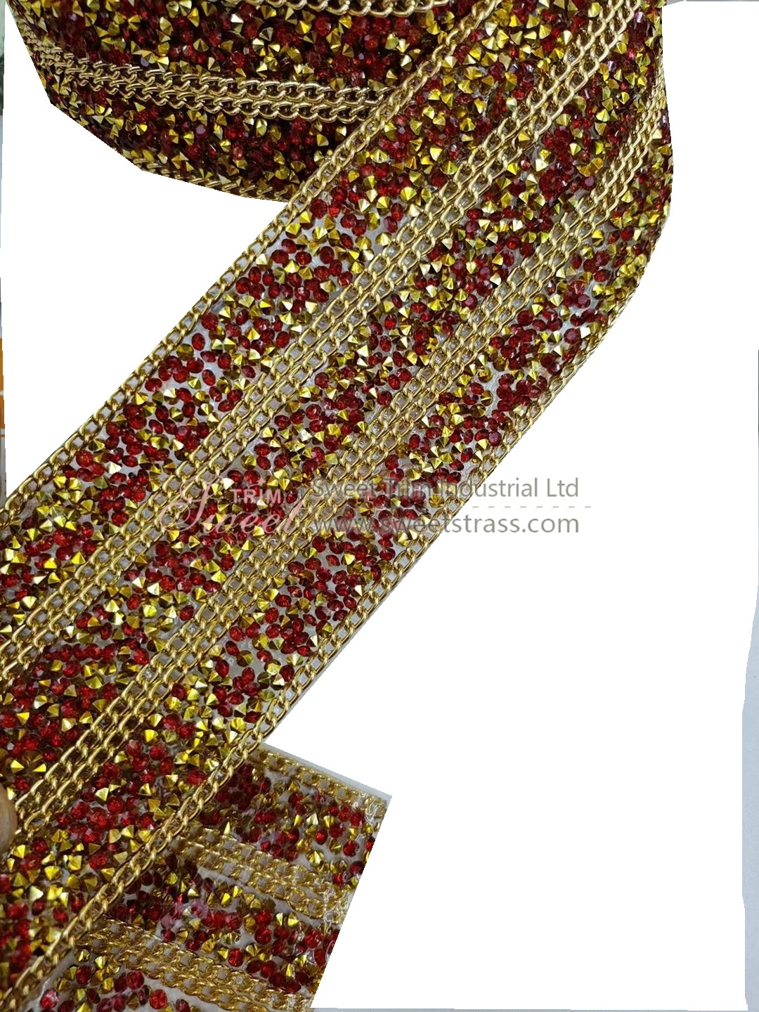 Wholesale hot fix tape apparel trimmings New fancy design heat transfer rhinestone tape for clothings