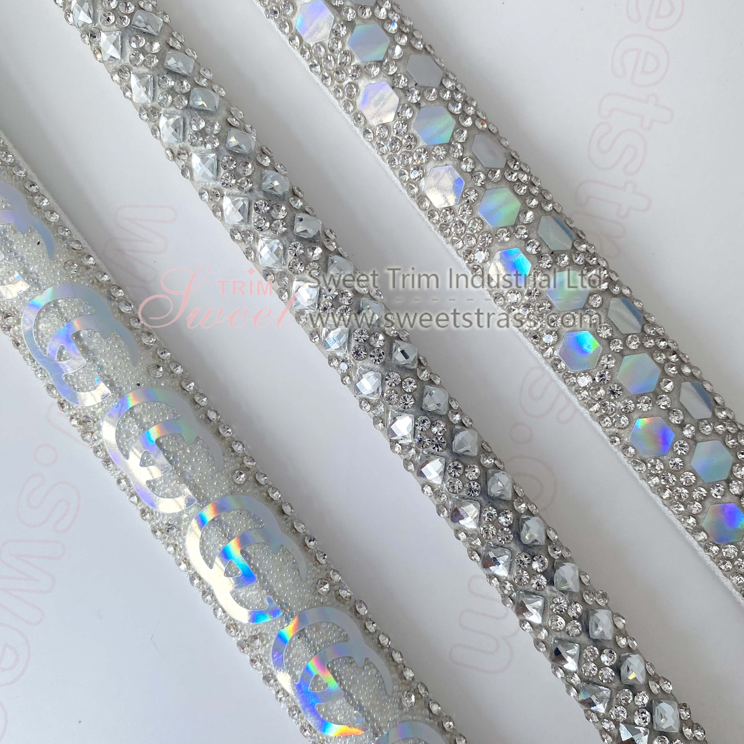 <b>Hot Sell Rhinestone Chain Stripe Rope Shoe Trimming Accessories Half Round Crystal Rope for Bags Clot</b>