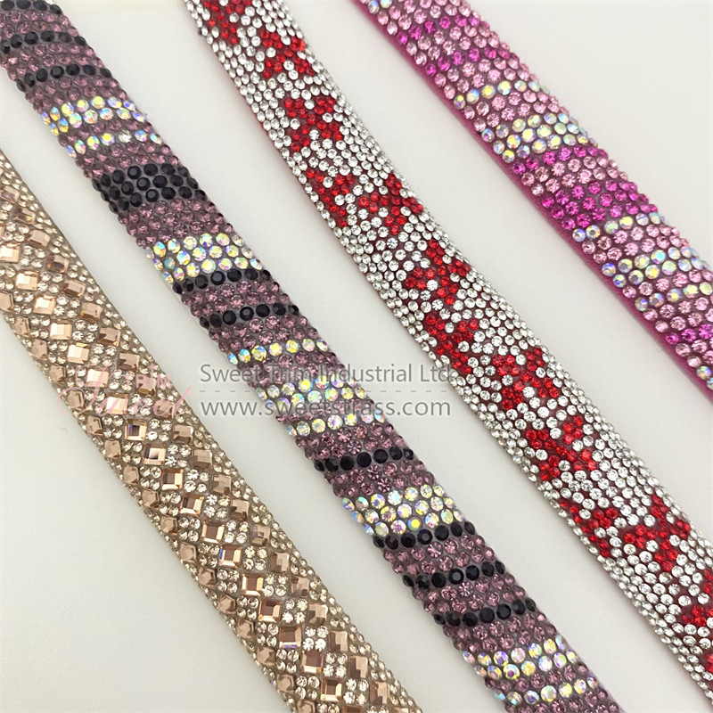 <b>Rhinestone Cotton Core Rope And Hot Fix Crystal Decorated Strip Rhinestone Rope for Garment</b>